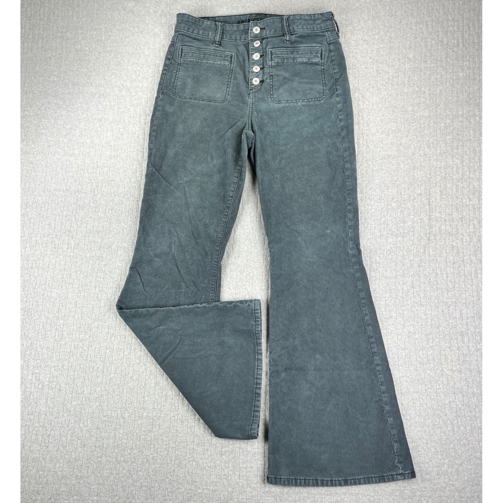 American Eagle Bootcut Corduroy Pants Women 10/29x30 Hi-Rise Flare‎ Button Fly